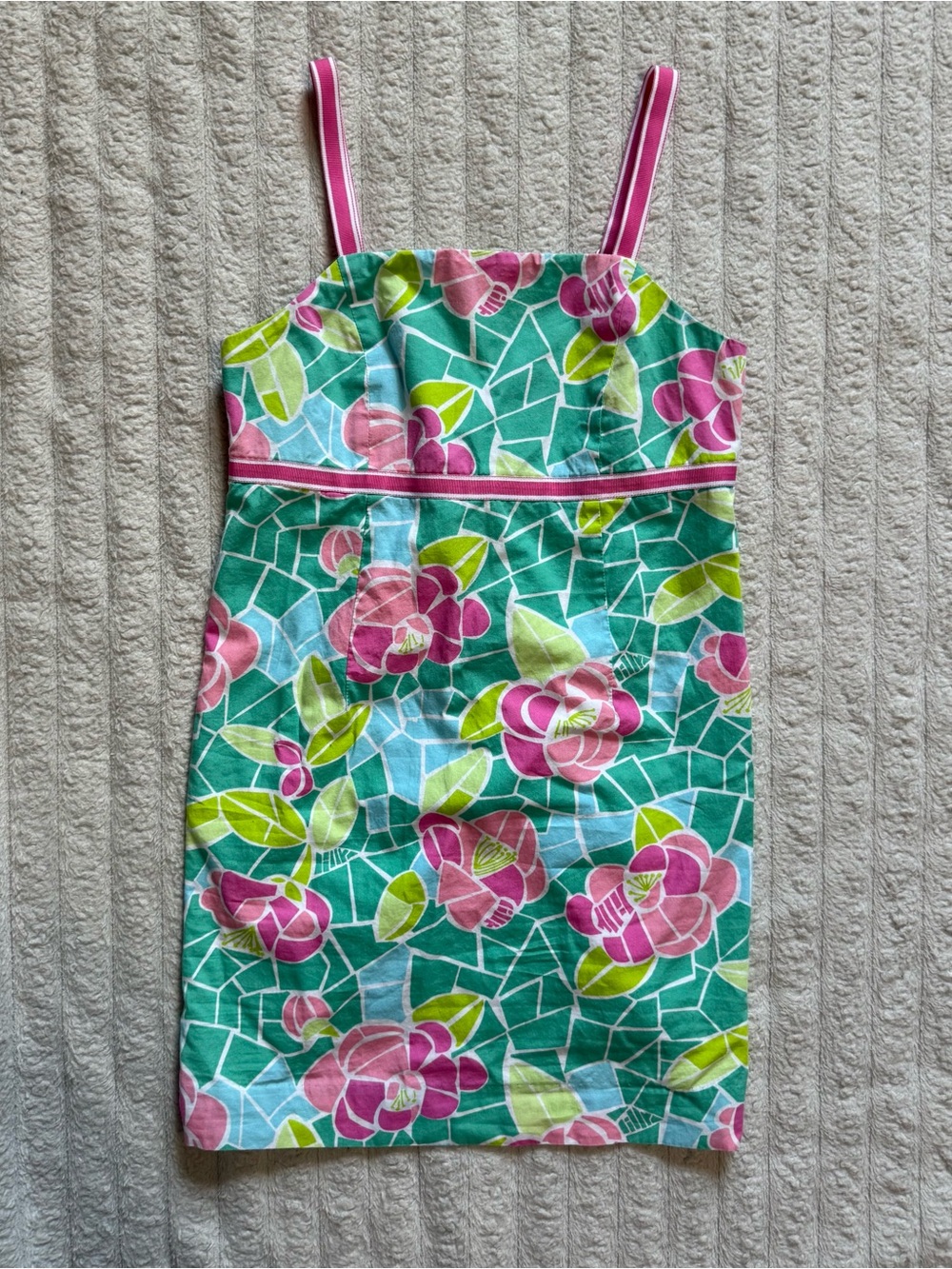 VINTAGE Lilly Pulitzer Girls’ Floral Cote D’Azur Mosaic Stained Glass Dress